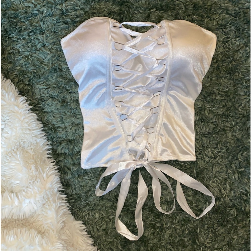 white silky corset